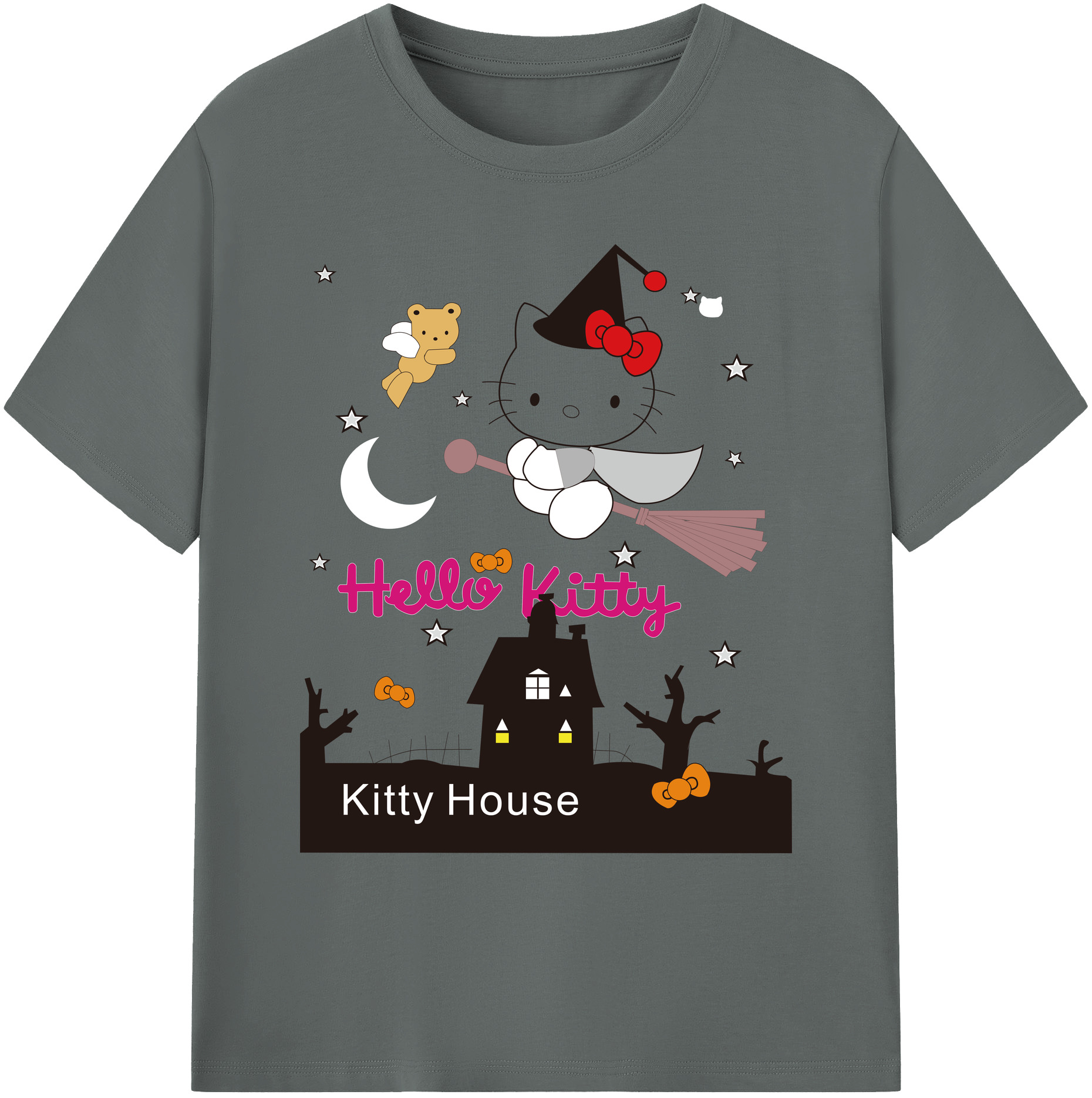 （画像用） Hello Kitty ハローキティ 綿100％ メンズ半袖Tシャツ｜肌触りやわらか＆通気性